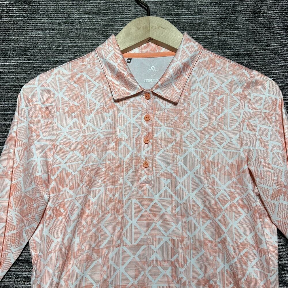 Adidas Golf Polo Shirt Women's XS Orange Geometric Long Sleeve CW0565 - Picture 3 of 13